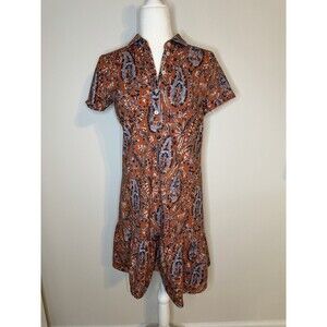 Spartina 449 Dress Paisley Print Orange Blue Women’s Small Short Sleeve